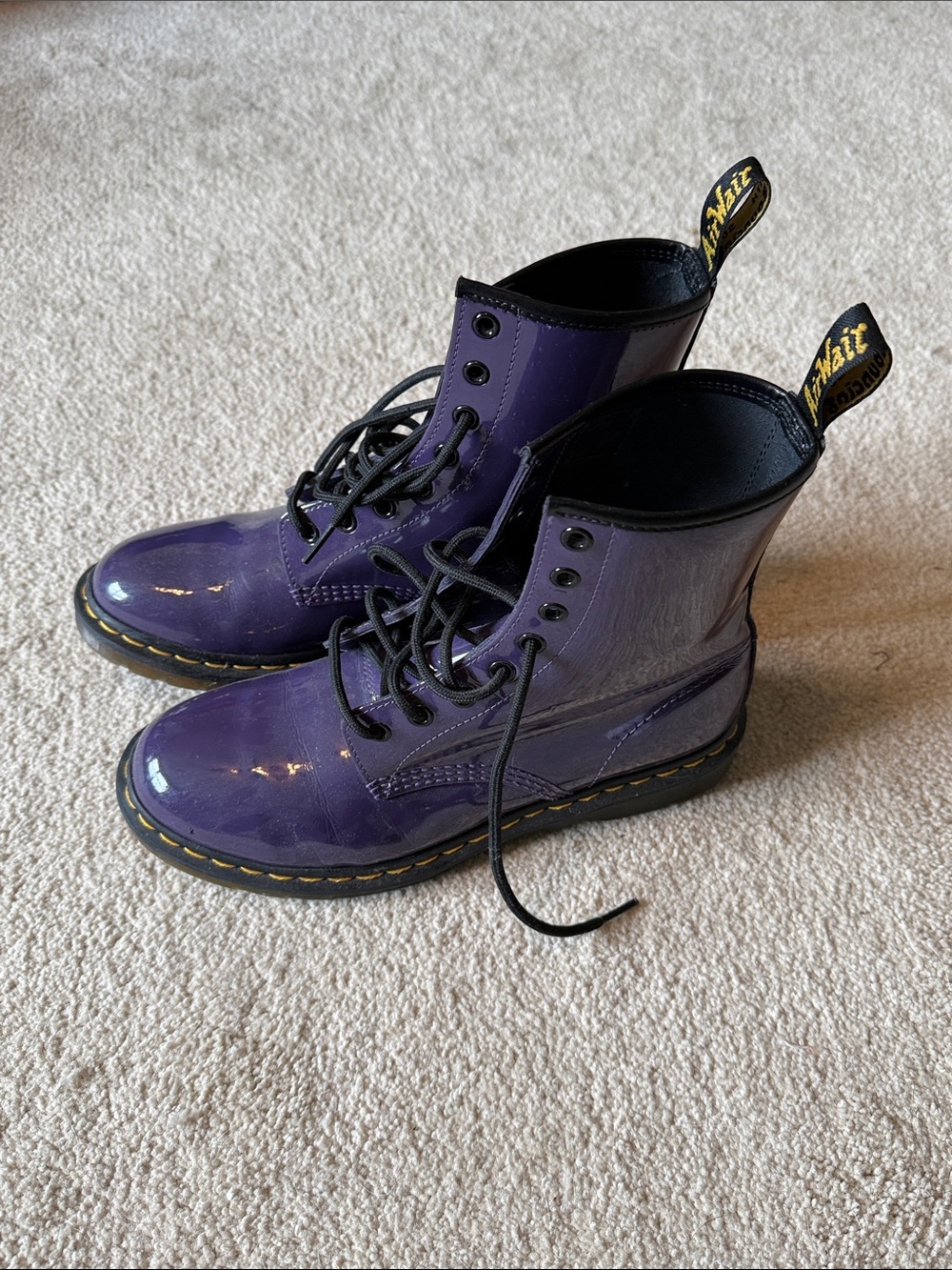 Dr. Martens Purple Patent Lace-Up Combat Boots - Picture 2 of 7
